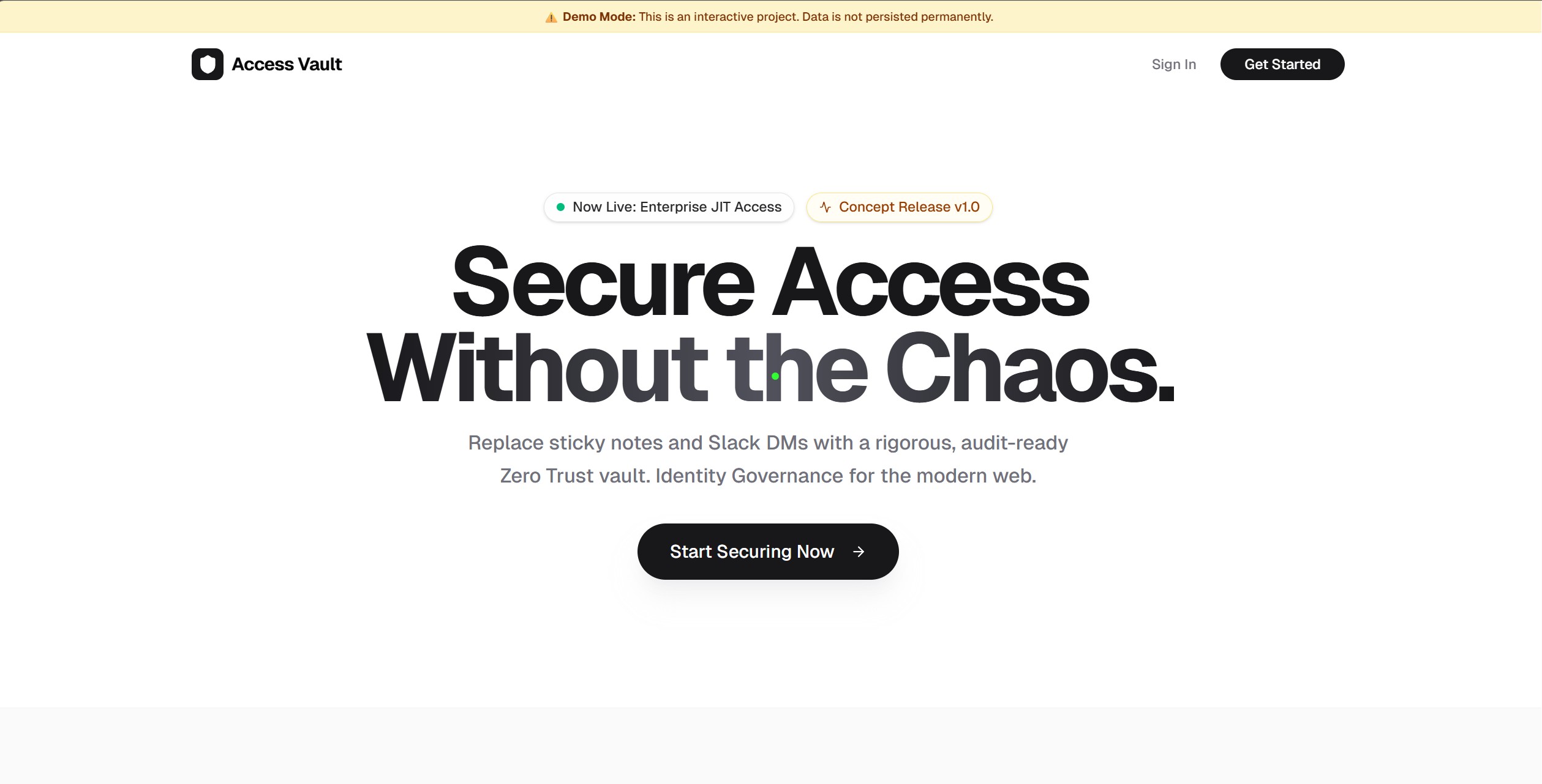 Vendor Access Vault access management dashboard